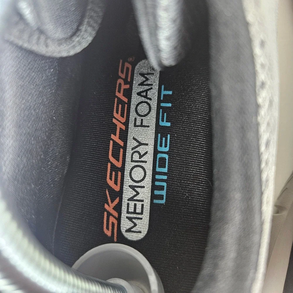 Skechers Track Leshur Mens 7.5 Wide Gray Orange Cross-Training Athletic Shoes